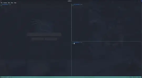 Tmux Tall Left, Split Right layout screenshot