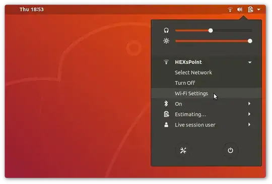 GNOME system status menu