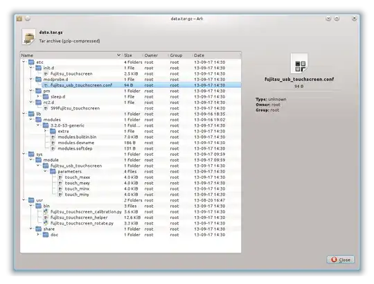 Ark window with contents of data.tar.gz