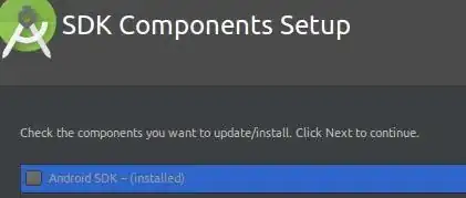 Can't check the SDK to download because it says it is installed