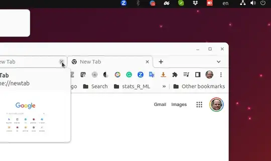 the chrome response to the mouse in the left tab