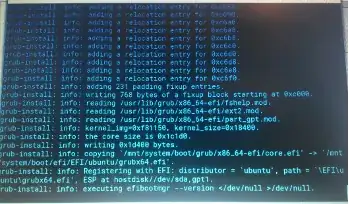 here the grub-install freezes