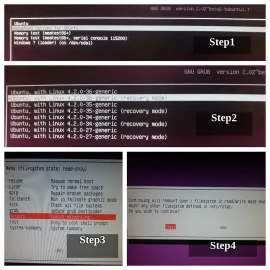 Step 1 to 4 screenshots