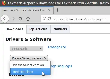 Lexmark E210 drivers selection