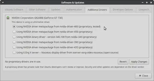 Screen Shot of NVidia Additional Drivers