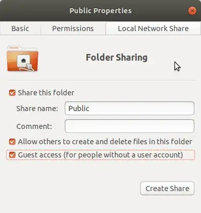 Public Properties dialog