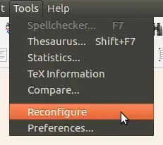 screenshot of the tools submenu and the reconfigure option