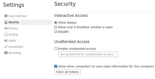 Anydesk settings after OK button clicking