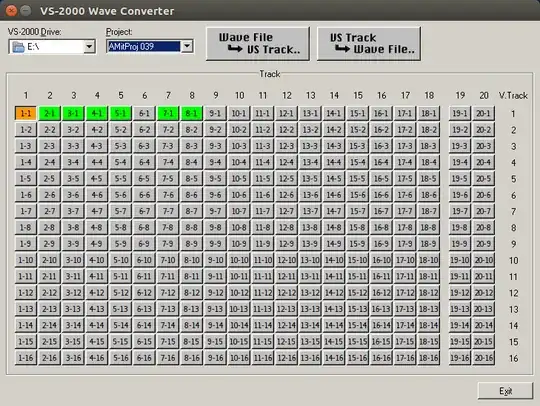 Roland VS-2000 Wave Converter after selecting one track (turning orange)