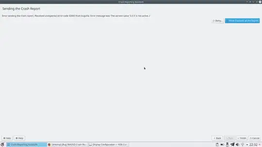 Screenshot of Error sending bug report