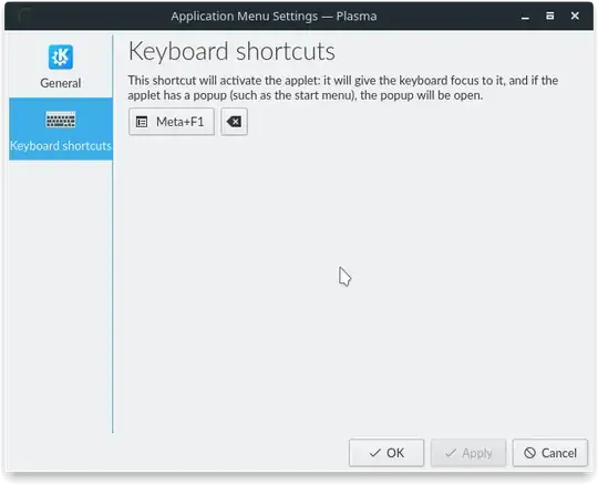 Application Menu Settings window