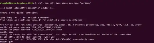 Setting DSL connection in terminal