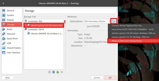 Disk pull-down menu and indication of correctly selected optical disk