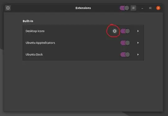 Click on the settings gear icon next to the Desktop Icons toggle