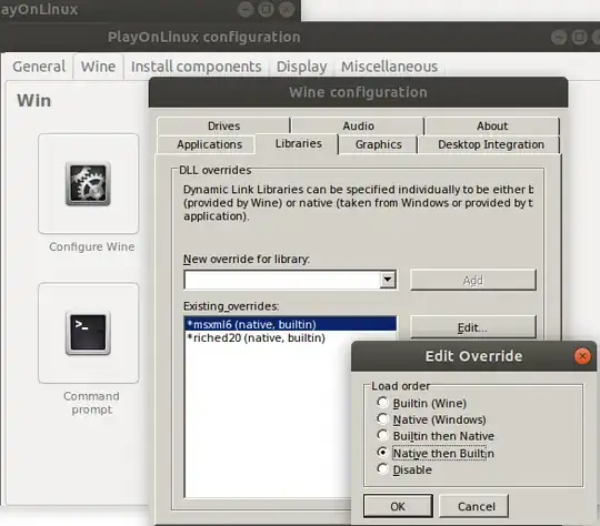 Wine Configuration edit libraries