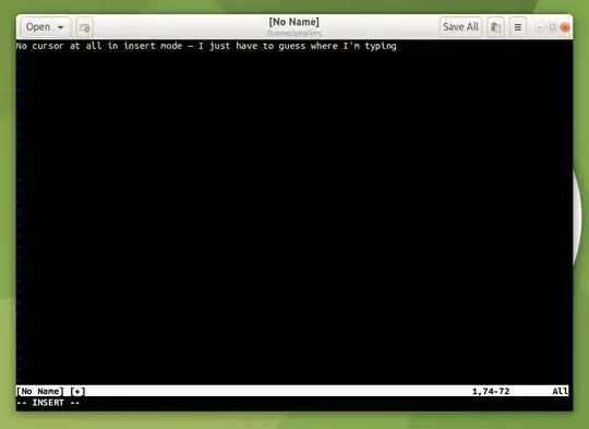 Screenshot of a NeoVim-GTK window in insert mode, without a cursor