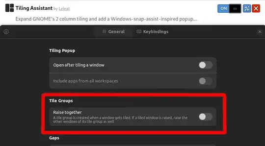 screenshot of relevant extension settings with option "Raise Together" highlighted