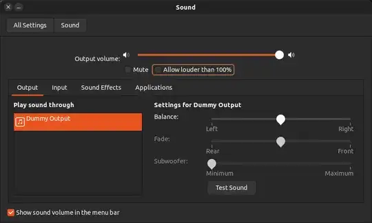 screeshot of Sound settings
