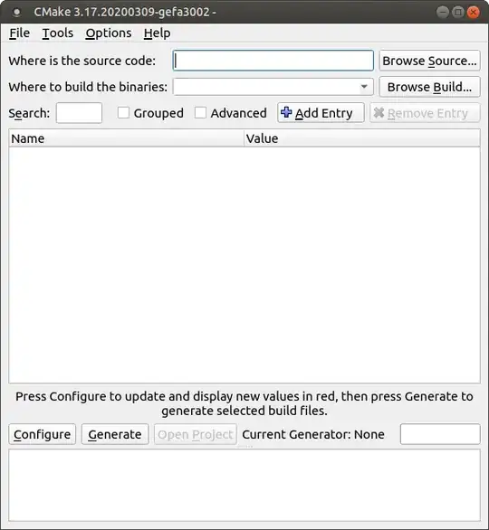 A screenshot of cmake-gui