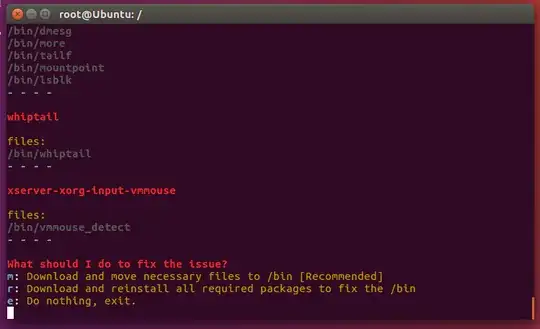 Screenshot of options given by my script