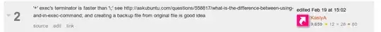 '+' exec's terminator is faster than '\;' see https://askubuntu.com/questions/558817/what-is-the-difference-between-using-and-in-exec-command; and creating a backup file from original file is good idea