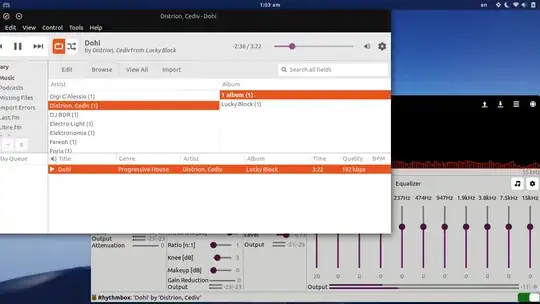 Rhythmbox and PulseEffects open