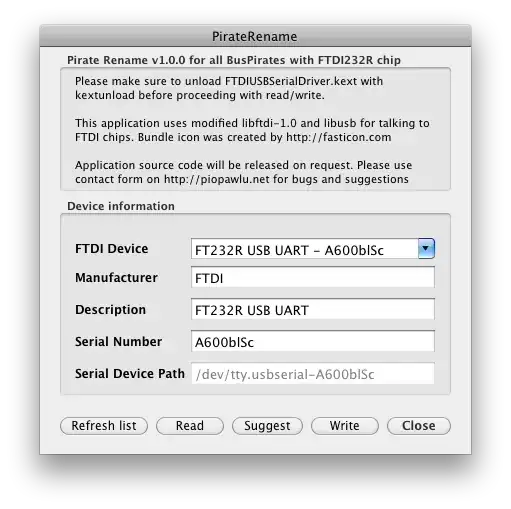 Original description and serial number