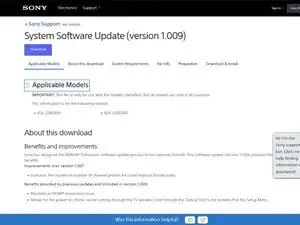Sony Bravia KDL-32BX300 Firmware Update