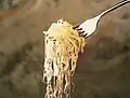 Sauerkraut auf einer Gabel