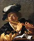 Ein Flötenspieler auf einem 400 Jahre alten Gemälde