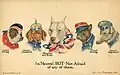 Eine amerikanische Postkarte aus dem Ersten Weltkrieg: Diese Hunde sollen jeweils ein Symbol für ihr Land sein.