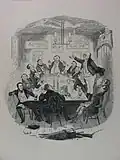 Herr Pickwick hält eine Rede in seinem Club.