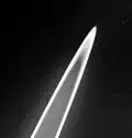 Wie der Saturn hat auch der Jupiter Ringe. hier sieht man den Rand eines Ringes.