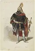Kostüm für Hebbels Stück: Hagen von Tronje, der Diener Gunthers