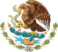 Im Wappen von Mexiko sitzt ein Adler auf einem Kaktus und frisst eine Schlange.