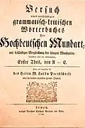 Das erste große Wörterbuch auf Deutsch, von 1774