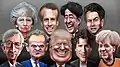 Hier erkennt man unter anderem Emmanuel Macron, Donald Trump und Angela Merkel