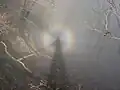 Ein Foto von einem „Brockengespenst”: Das farbige Licht entsteht durch die Strahlen der Sonne.