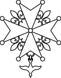 Das Symbol der Hugenotten ist dieses Kreuz. Man weiß aber nicht, warum und was es bedeuten soll.