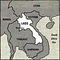 Laos liegt zwischen Thailand und Vietnam sowie zwischen China und Kambodscha.