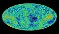 Hier sieht man, wie die kosmische Hintergrund-Strahlung ihre Temperatur ändert.