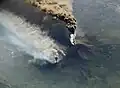 Ein Ausbruch des Ätna in Italien, gesehen aus dem Weltraum von der ISS