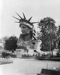 Die Freiheitsstatue von New York, als sie nur zum Teil fertig war