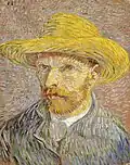 Ein Selbstbildnis von Van Gogh. Diese schraffierten Pinselstriche waren typisch für seine Kunst.
