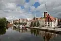 An der Obertrave: denkmalgeschützte Häuser in Lübeck.