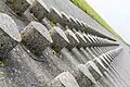 Ein Deich bei Bensersiel in Niedersachsen, von nahem gesehen