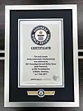 Diese Urkunde stellte das Guinness Buch der Rekorde aus: Viele Menschen haben gemeinsam ein Kreuzworträtsel gelöst.