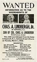 Mit diesem Poster wurde nach Lindberghs entführtem Sohn gesucht.