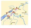 Die künstlichen Kanäle: 1. Zihlkanal 2. Broyekanal 3. Hagneckkanal 4. Nidau-Büren-Kanal