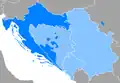 In den dunkelblau eingefärbten Gebieten ist Kroatisch die vorherrschende Sprache.